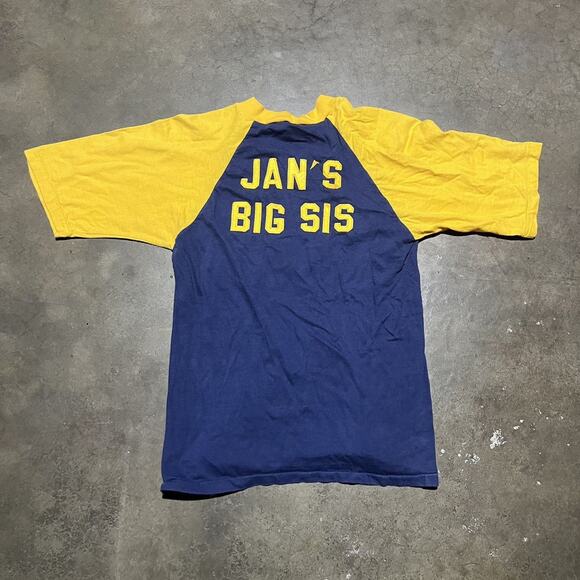 Vintage 70s Alpha Xi Delta Blue/Yellow Russell Sorority Shirt - Picture 3 of 4